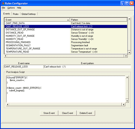 Log Analyzer Configuration - Events